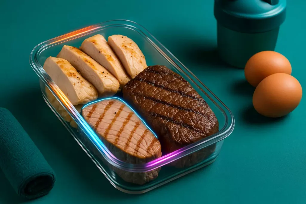 High-protein foods rich in beta-alanine such as chicken, beef, and tuna