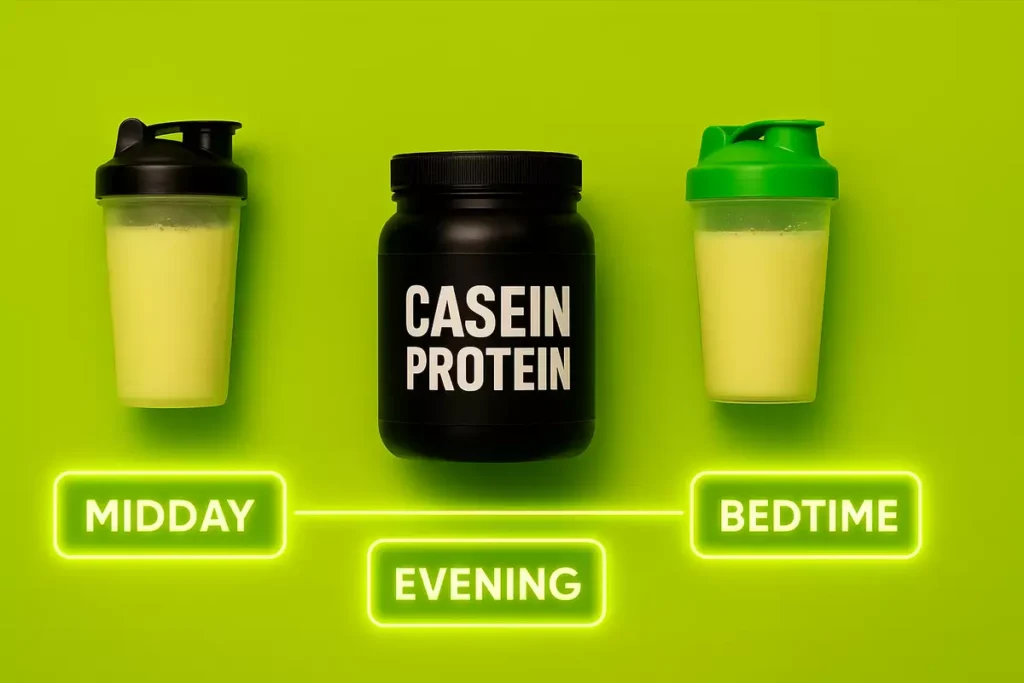 Visual timeline of ideal times to take casein protein during the day