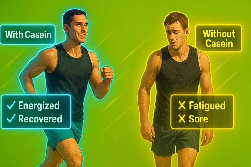 Comparing results with and without casein in an endurance athlete’s plan