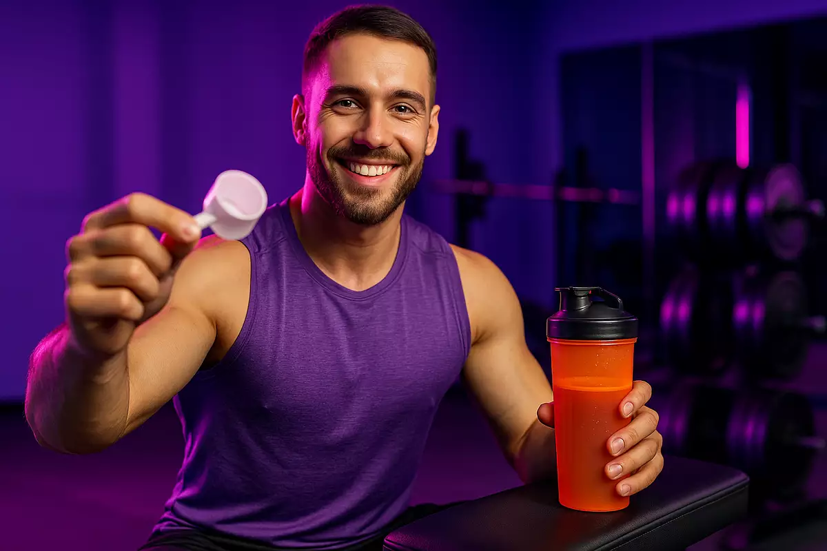 athlete holding empty creatine scoop after stopping creatine monohydrate