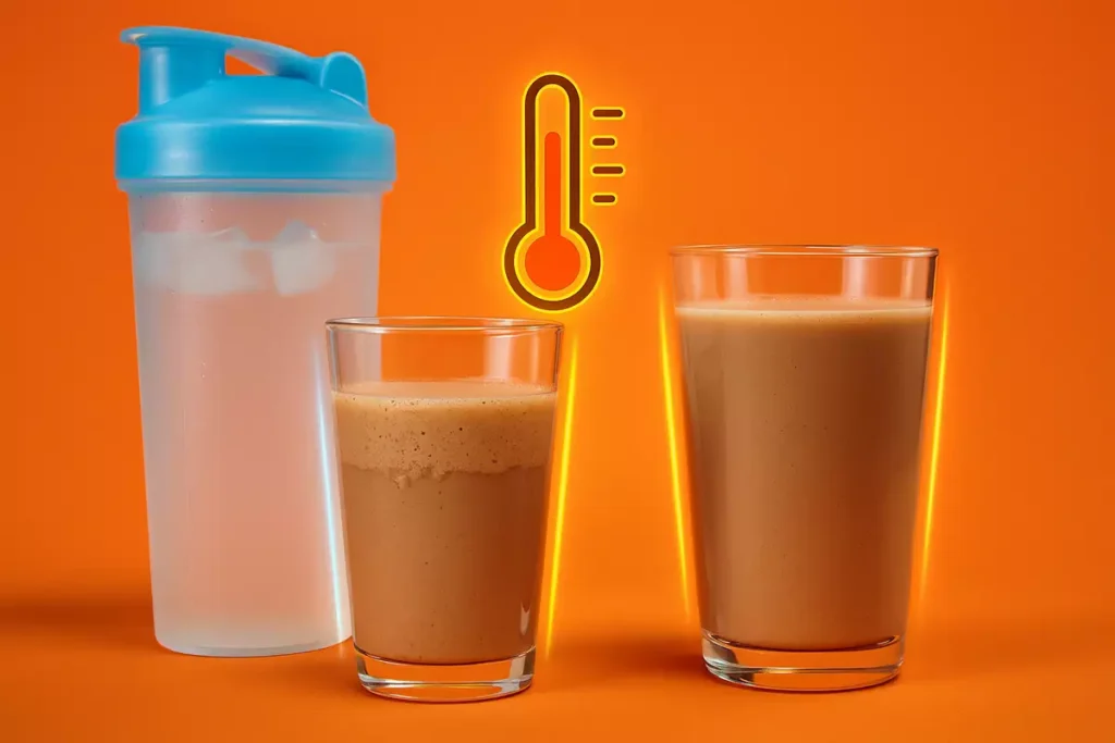 Room temperature liquid mixing whey protein smoothly compared to cold