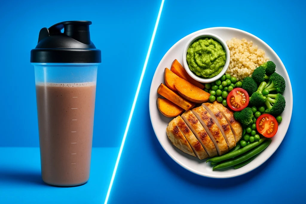 Nutritional comparison between protein shake and balanced whole food meal