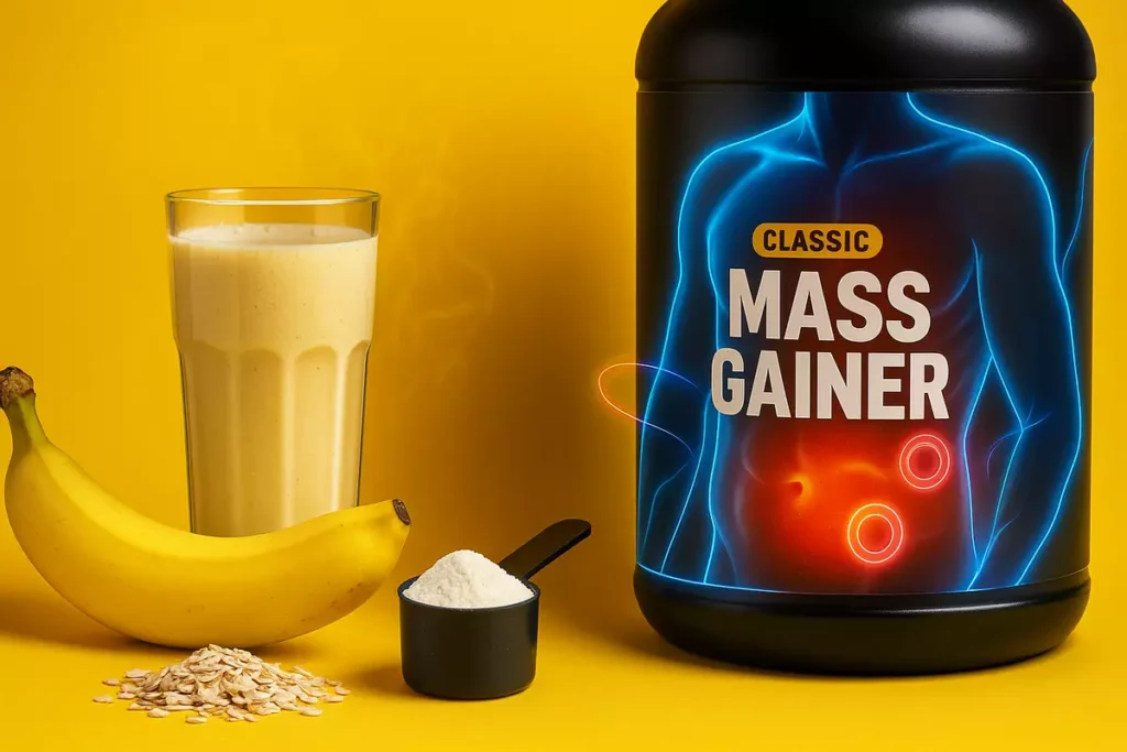 Comparison of clean vs artificial mass gainer ingredients causing bloating