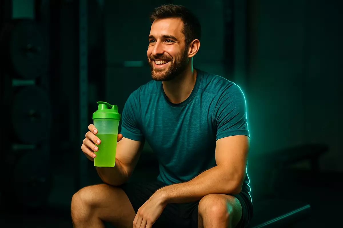 Main thumbnail showing athlete resting with shaker after workout, symbolizing BCAA benefits for post-workout recovery