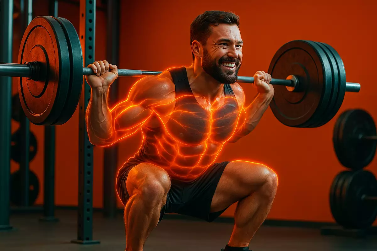 weightlifter performing squat showcasing beta-alanine endurance benefits in training
