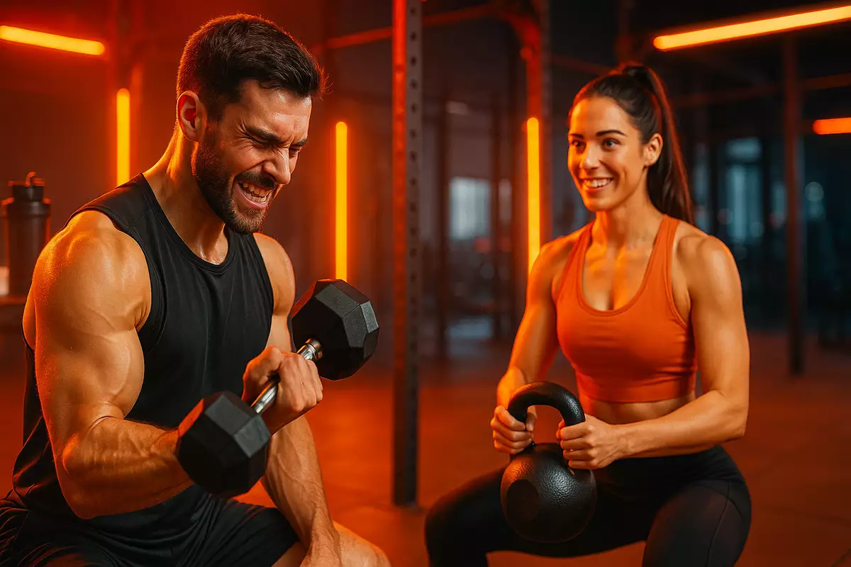 Athletes training intensely in gym representing beta-alanine long-term safety and performance benefits
