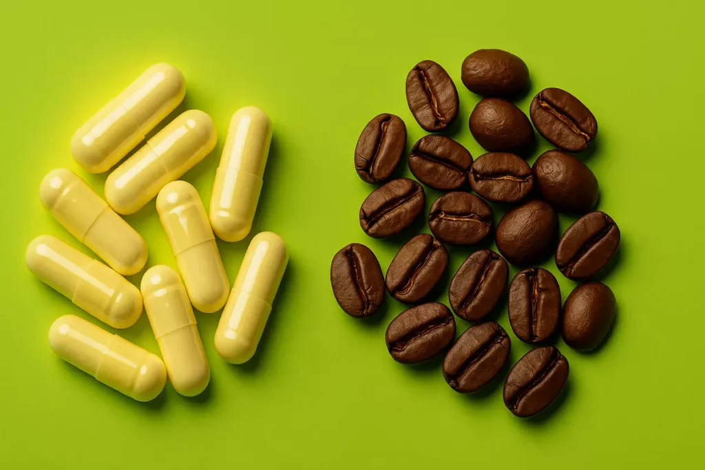 Comparison of caffeine anhydrous capsules and natural caffeine coffee beans