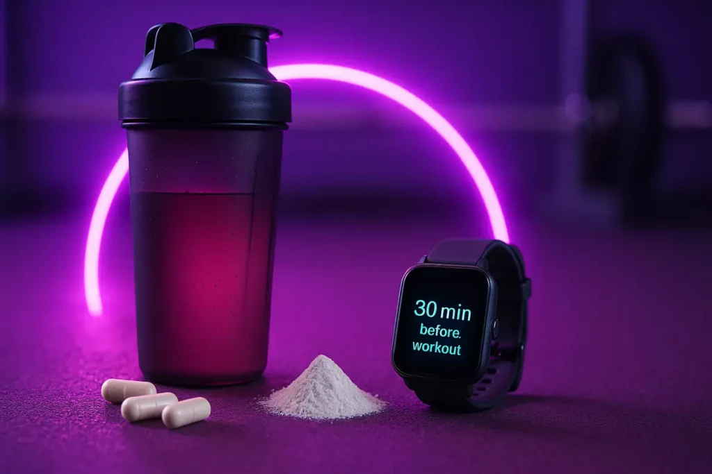 Supplement timing with caffeine and nootropics before workout for athletes