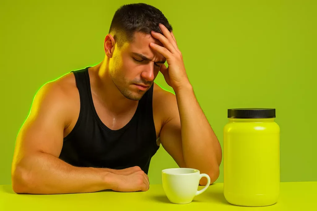 Athlete experiencing side effects and caffeine tolerance from supplements and coffee