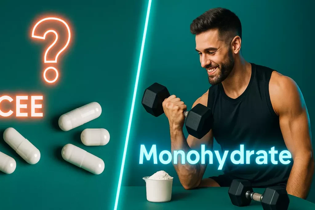 Visual comparison of creatine ethyl ester vs creatine monohydrate