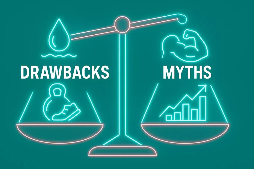 Creatine myths and drawbacks visual with water retention and benefits