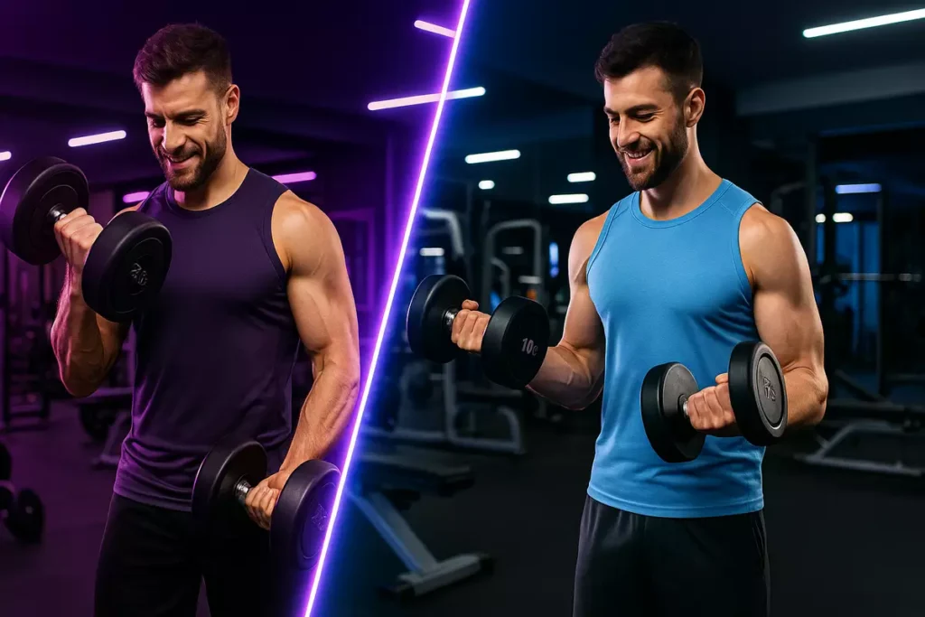 Side-by-side comparison of athlete’s performance in creatine loading vs. no loading phase.