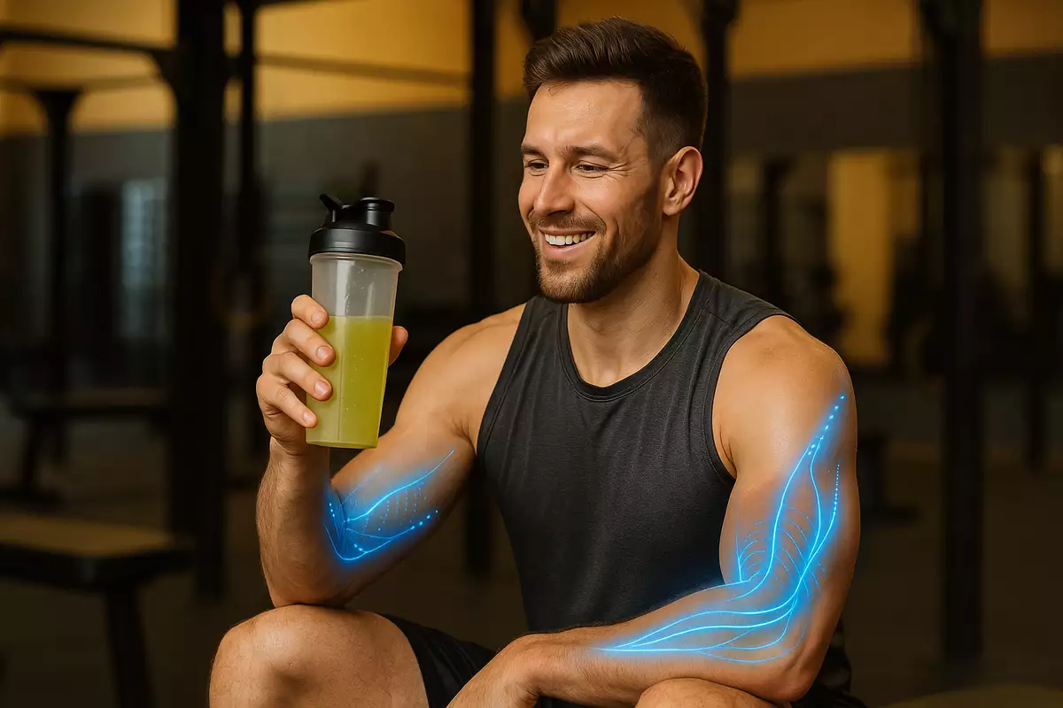 Essential amino acids supplement helping with DOMS recovery in fitness training