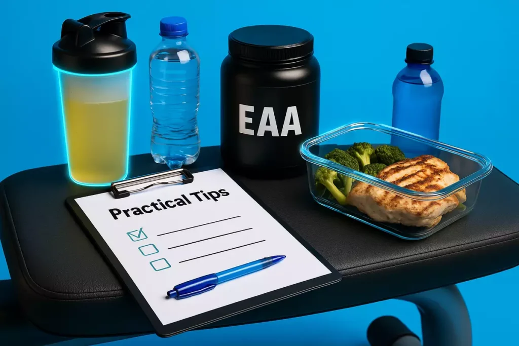Practical tips with EAAs, healthy meals, and supplements for bodybuilders during cutting phase