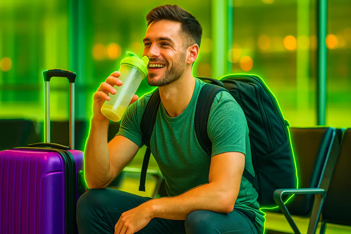 EAAs supplement for maintaining lean muscle during travel in airport setting