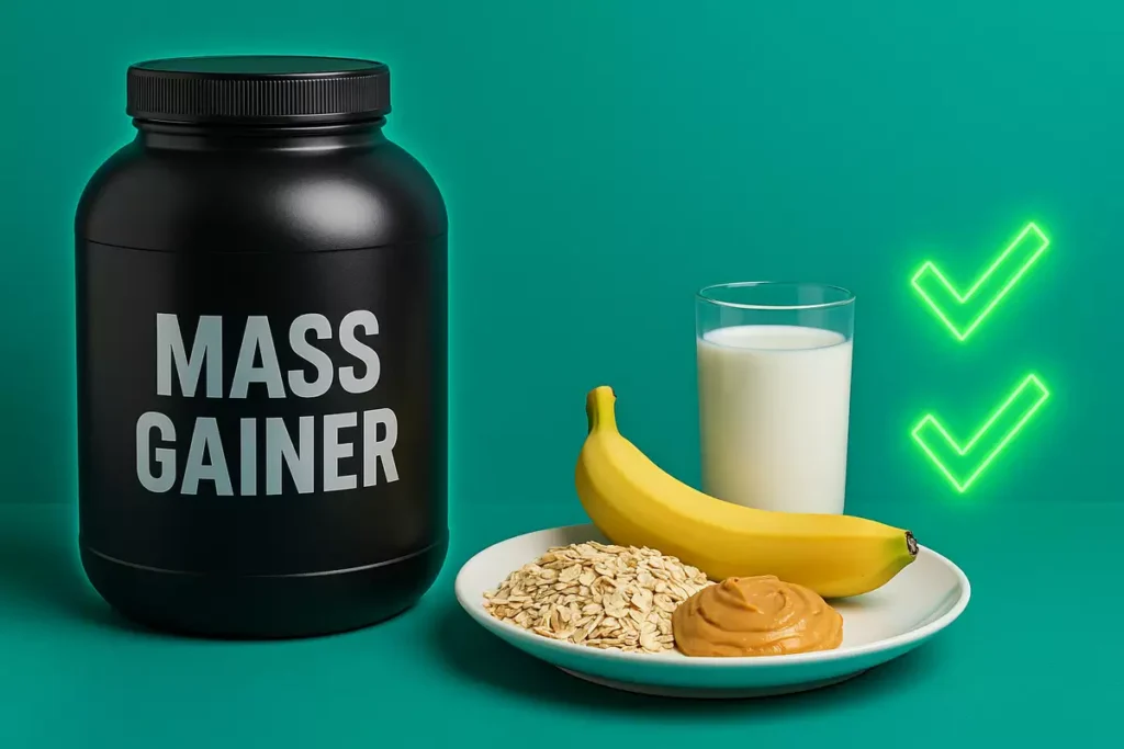 Comparison of mass gainer powder versus whole food options for clean bulking