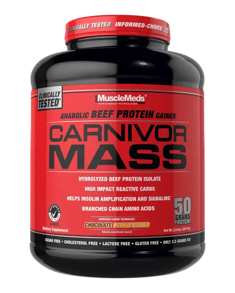 MuscleMeds CARNIVOR beef protein mass gainer - Lactose free weight gainer with 50g protein for hard gainers