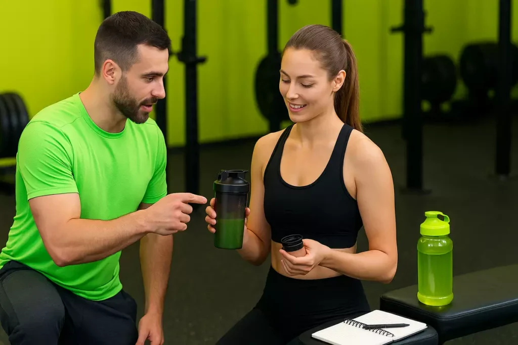 trainer explaining tips to maximize BCAA benefits for recovery, endurance, and muscle preservation