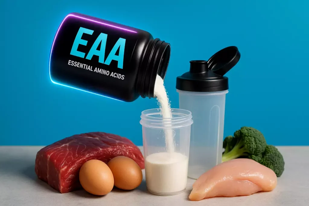 Essential amino acid supplement and natural protein sources for muscle preservation during calorie deficit