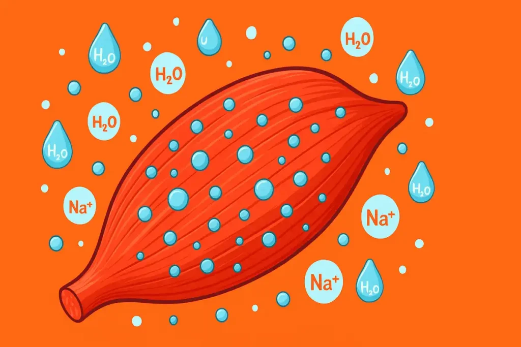 Illustration of sodium supporting muscle hydration with creatine