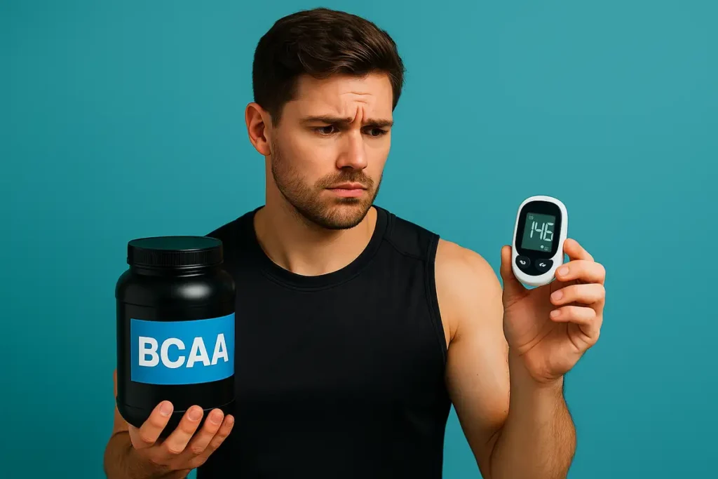 Athlete evaluating BCAA supplement risks for blood sugar and insulin control