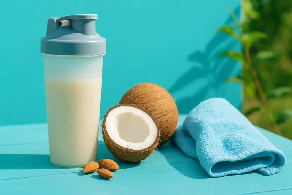 Coconut water whey protein shake for hydration and recovery