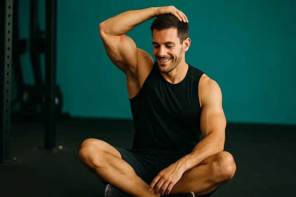 athlete stretching and recovering after workout representing glutamine benefits
