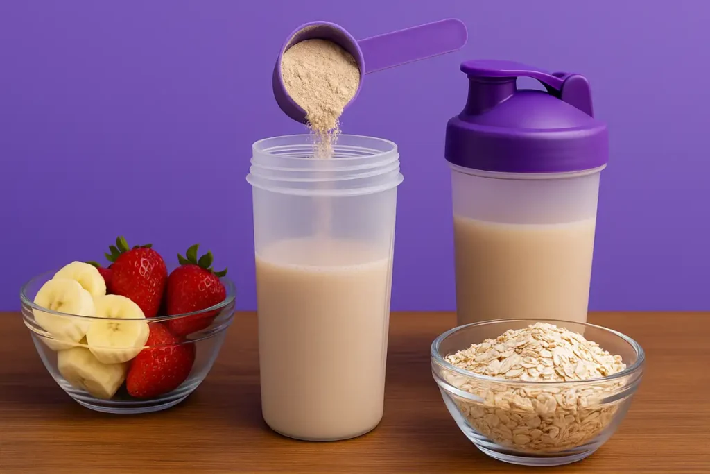 Protein powder and oats prepared for muscle recovery and regrowth.