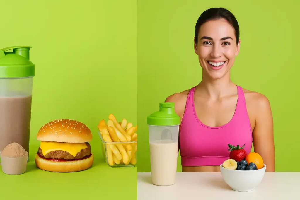 comparison of bad vs correct whey protein habits