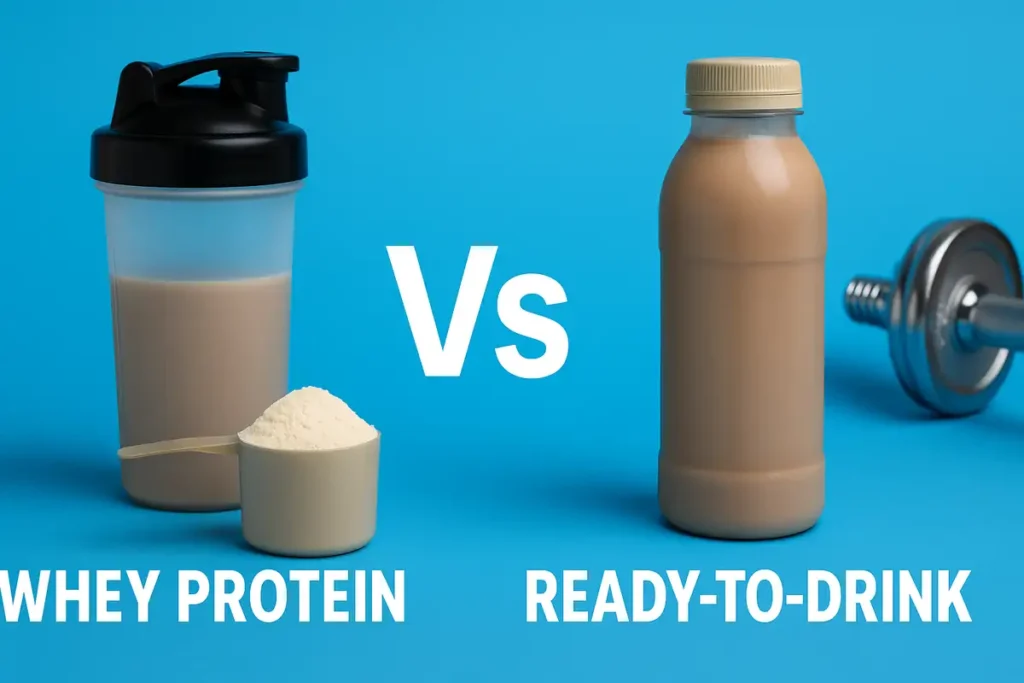 Shaker with whey protein powder vs ready-to-drink protein shake