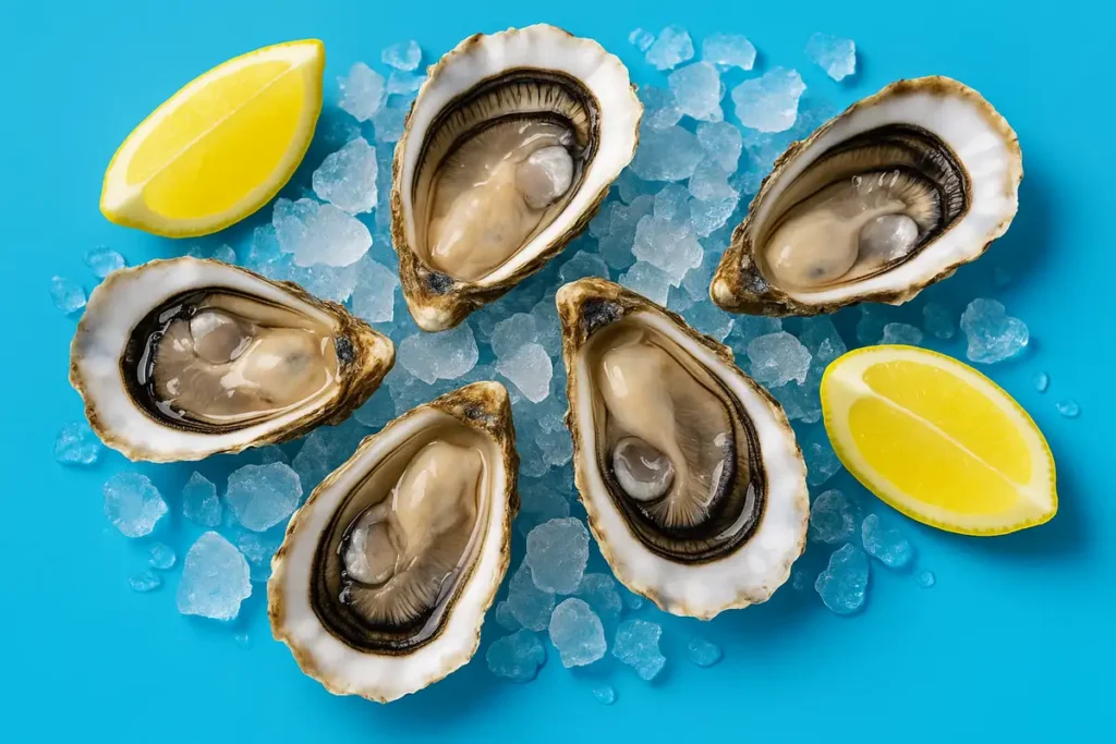Fresh oysters rich in zinc, a key nutrient that supports healthy testosterone levels naturally