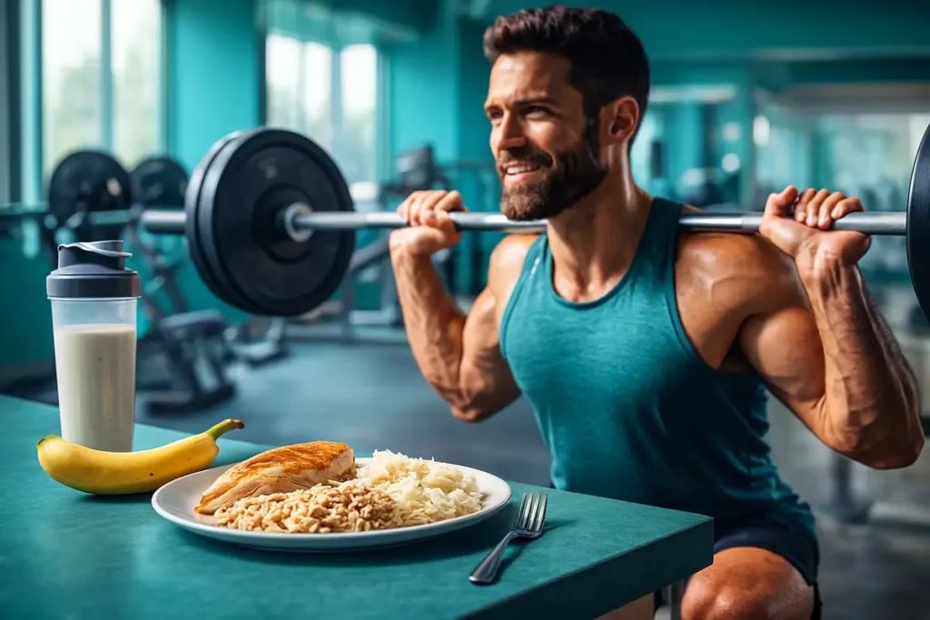 athlete training intensely after eating a balanced pre-workout meal for better energy and performance