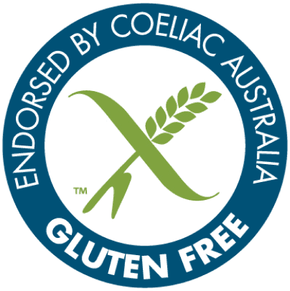 Coeliac Australia endorsement logo for rigorously tested gluten-free products safe for Australian and New Zealand consumers