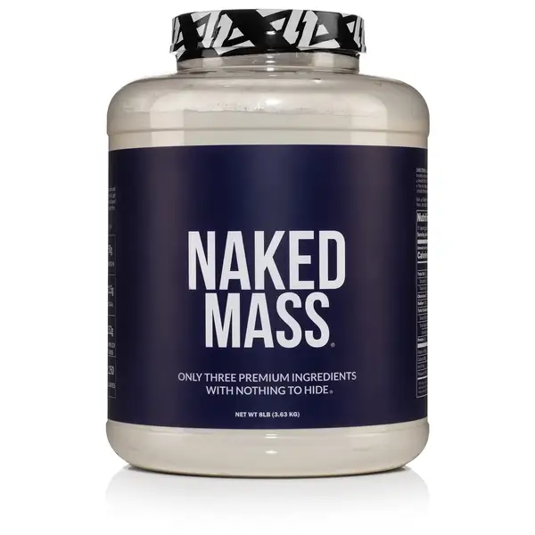 NAKED Mass natural gluten-free weight gainer bag with tapioca maltodextrin carb source for clean high-calorie bulking