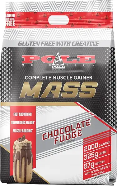 Pole Nutrition Mass Gainer ultra-high-calorie gluten-free formula with 2000+ calories and digestive enzymes for extreme weight gain